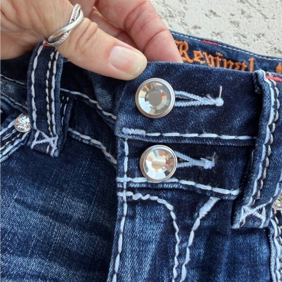 Rock Revival Jeans Women Size 25 High Rise Ankle Skinny Rhinestones Embellished - Picture 6 of 11